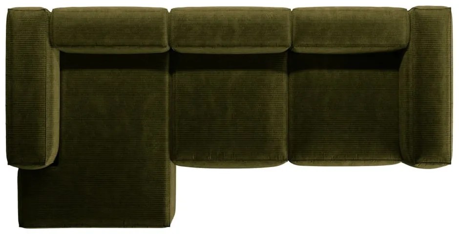 Zelená menčestrová rohová pohovka (ľavý roh/s leňoškou) Bergamo – Cosmopolitan Design