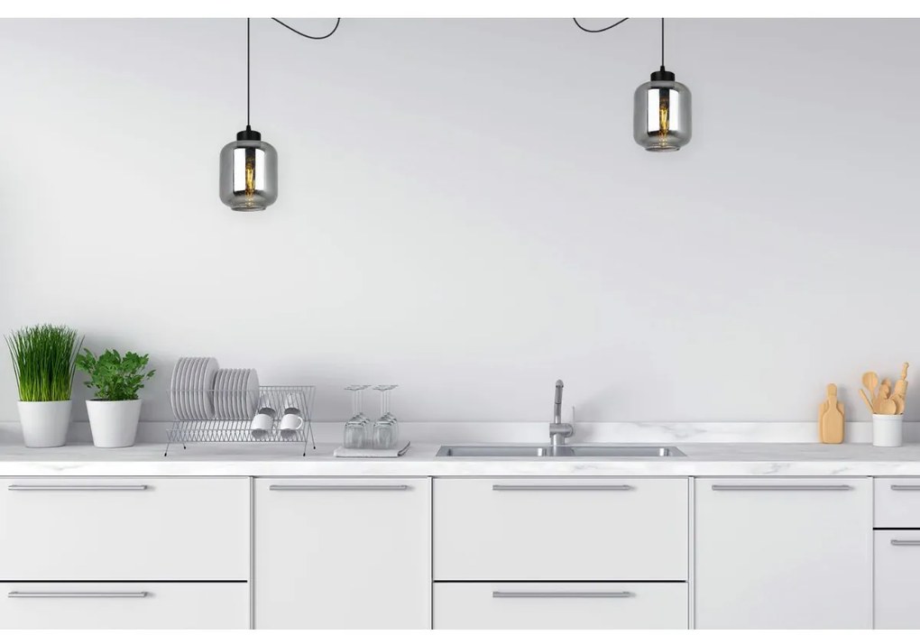 Závesné svietidlo NOVALJA SPIDER, 1x grafitové sklenené tienidlo