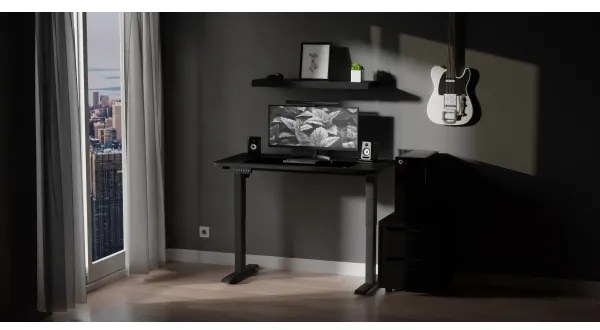 Výškovo nastaviteľný písací stôl LEVANO 120x60 cm čierna