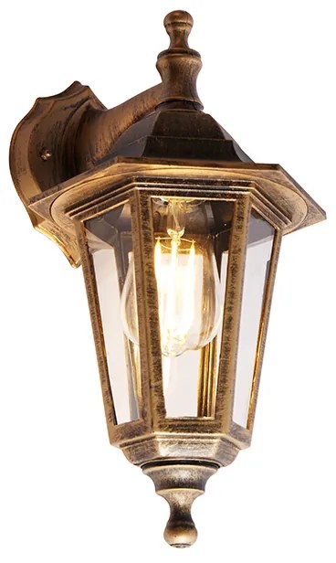 Antická vonkajšia nástenná lampa zlatá IP44 - New Haven