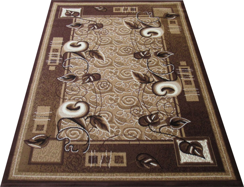 Koberec Alfa 11 – hnedý orientálny vzor s kvetinovým motívom Rozmer: 40x60 cm