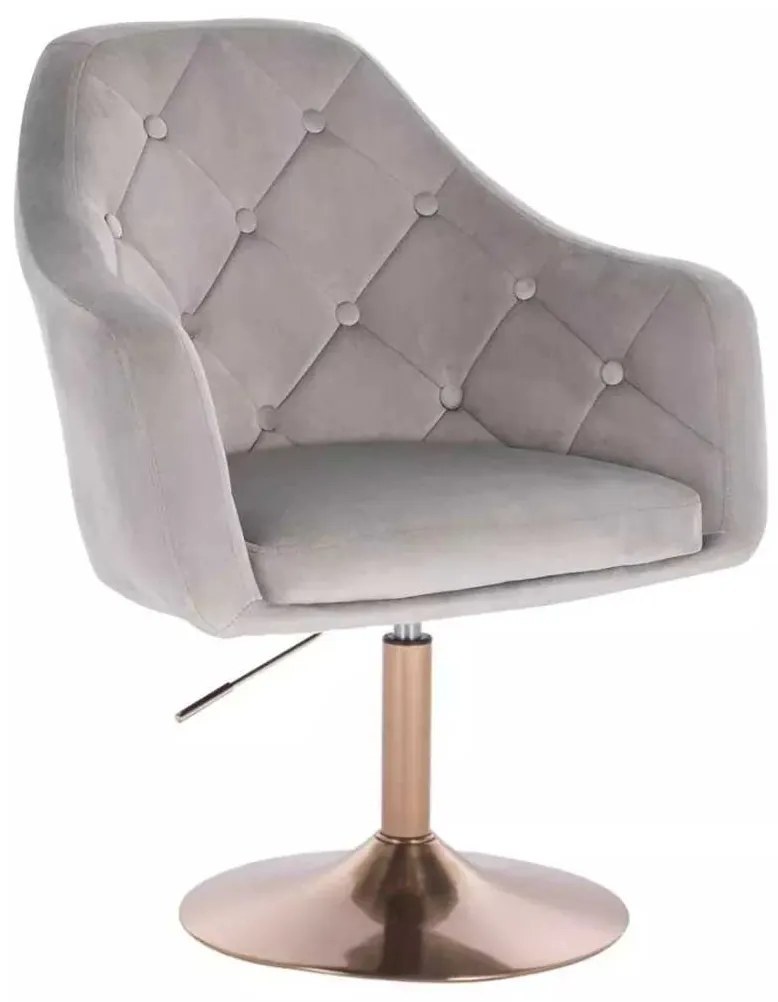 LuxuryForm DESIGN Kreslo ANDORA VELUR na zlatom tanieri - svetlosivé