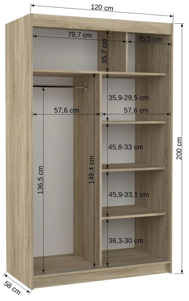 Šatníková skriňa. Akcia -20%. Vlastná spoľahlivá doprava až k Vám domov. 1058008