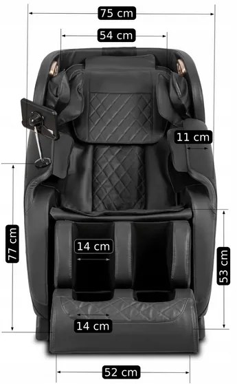 Masážne kreslo GALACTICO čierne, ekokoža, anglické menu