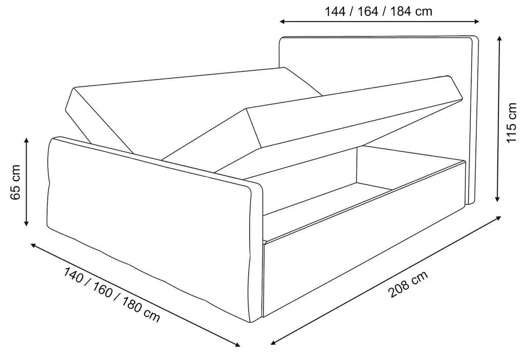 GR Čalúnená boxspring manželská posteľ Guliette s matracom - tmavomodrá Rozmer: 140x200