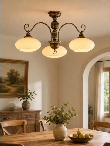 BRILAGI - Prisadený luster MOLLERO 3xE27/15W/230V pr. 84 cm bronz/patina