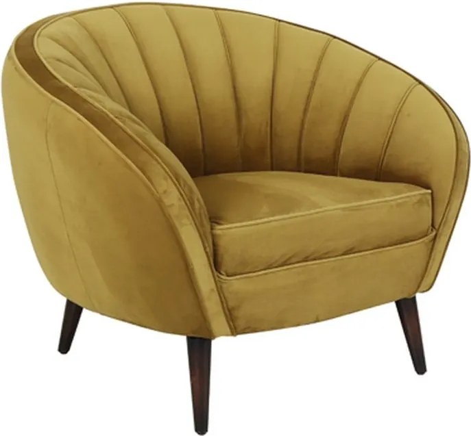 Okrové designové zamatové kreslo Almond ocher - 91*71*77cm