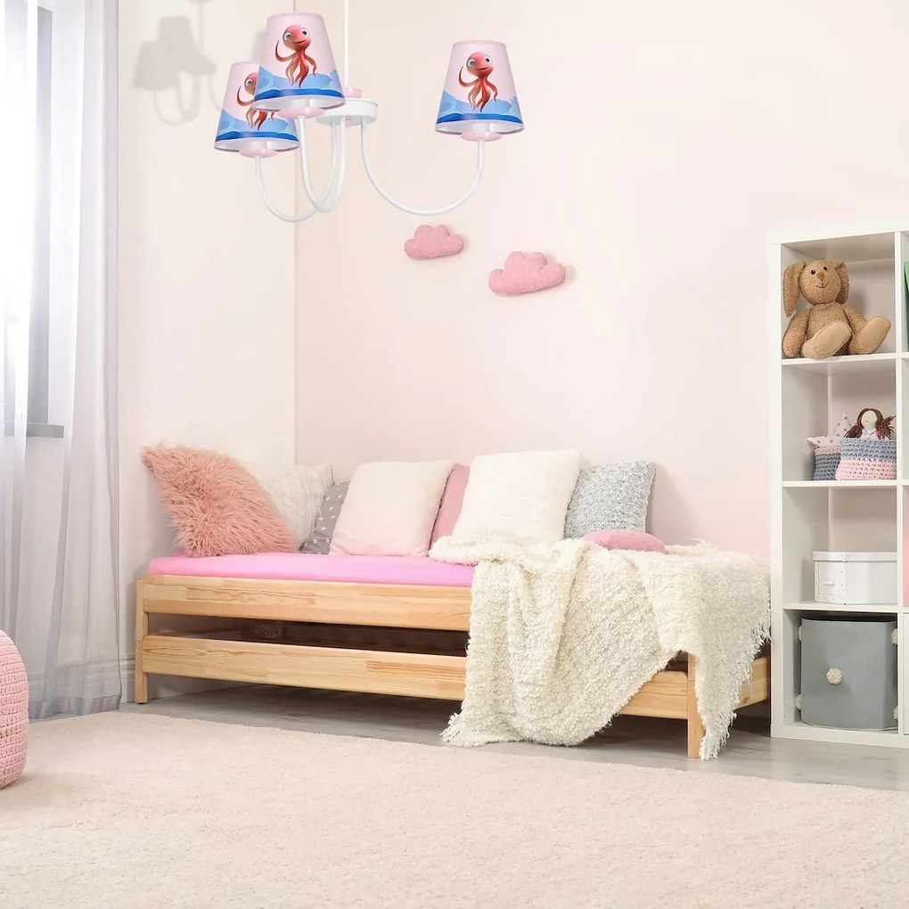 Detský luster Lola, 3x plastové tienidlo so vzorom, w/p