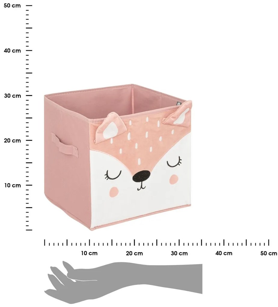Úložný box Deer, 29x29x29 cm, biela/ružová
