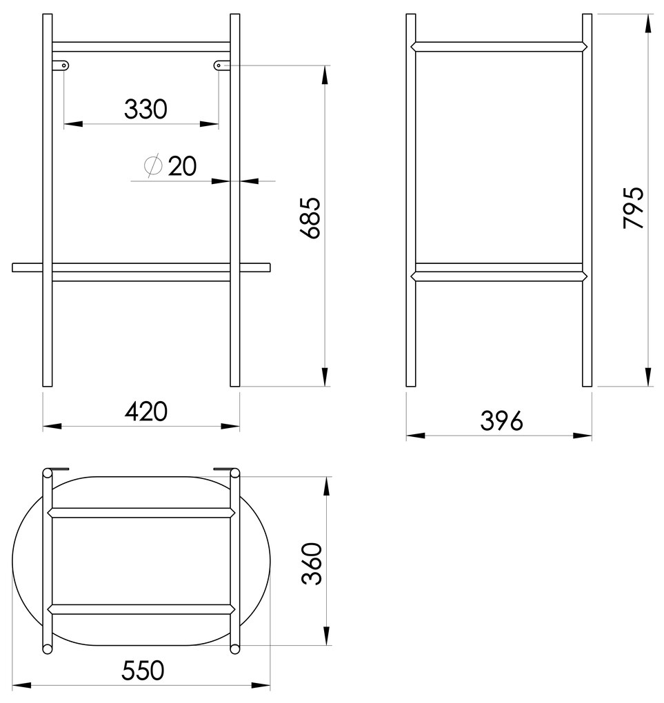 Sapho Sapho, PUNO podstavec pod umývadlo 550x795x396mm, čierna, SKA590-2