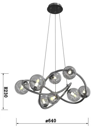 Wofi 7014-805 - LED Luster na lanku NANCY 8xG9/3,5W/230V čierna/chróm