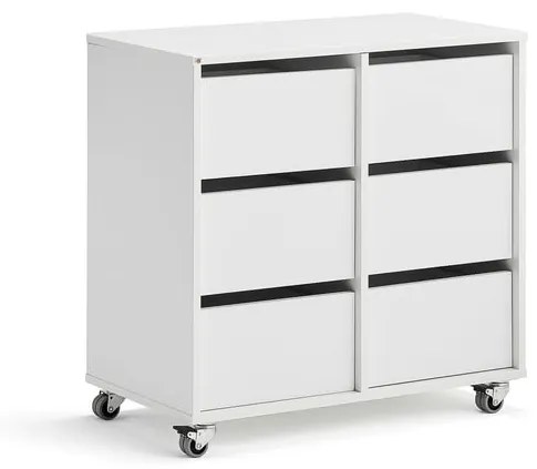 Študentská úložná skrinka CASPER, 6 zásuviek, biela