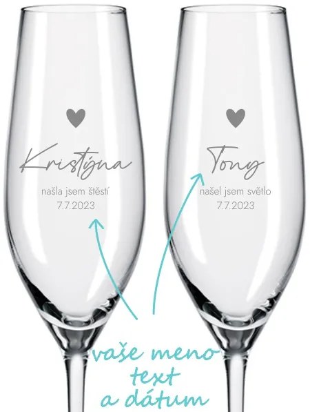 Svadobné poháre na sekt Vyznanie 2 ks