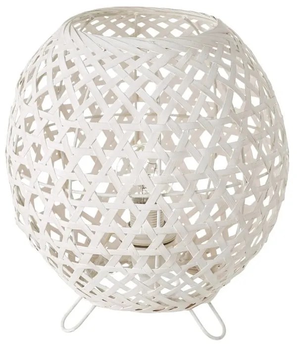 Biela bambusová stolová lampa s bambusovým tienidlom (výška 23 cm) – Casa Selección