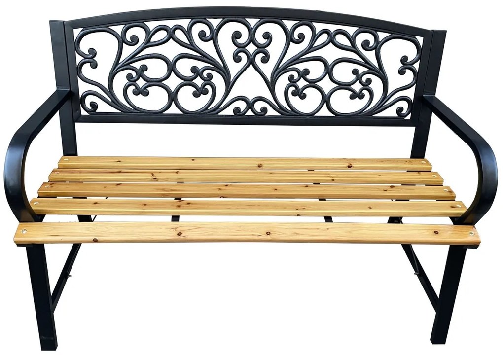 Záhradná lavica NERINA čierna/jedľové drevo