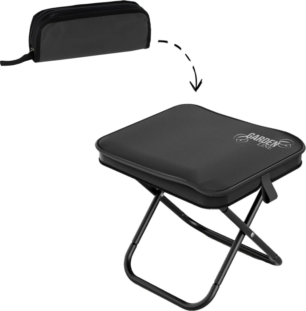 SKLADACIA TURISTICKÁ STOLIČKA, ČIERNA, 28 x 24 x 25 CM *6358