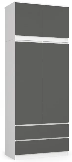 Skriňa s nadstavcom S 90 cm 2D 2SZ CLP biela / sivá
