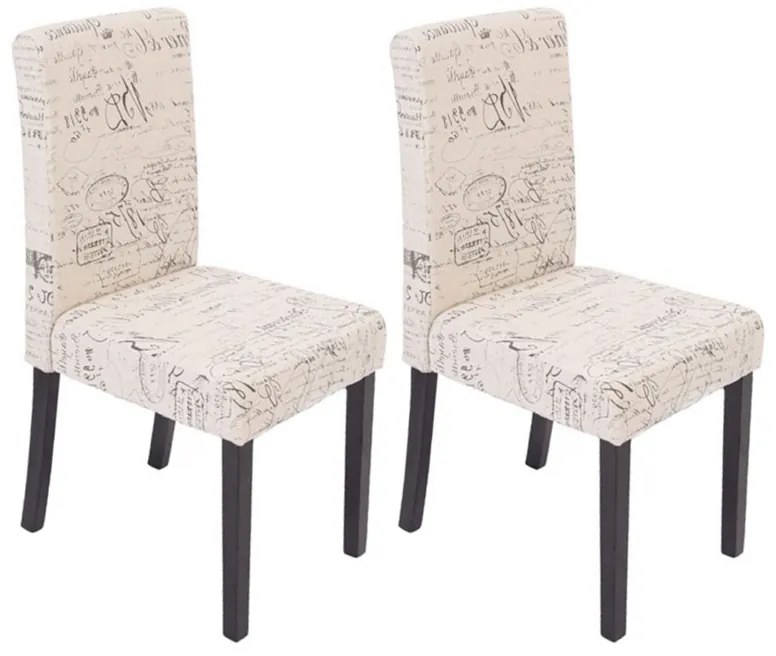 Jedálenská stolička Litta krémová látka (SET 2 ks) - Tmavo hnedá