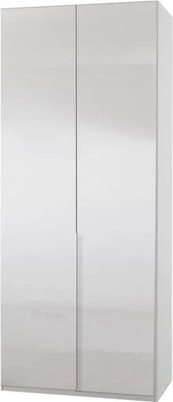 Šatníková skriňa New York D, 90 cm, biela / biely lesk