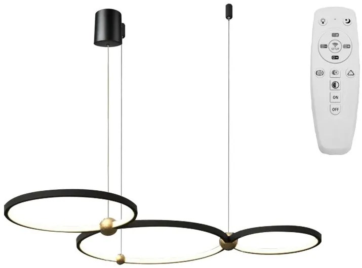 Toolight - Ring 30-40-50, LED závesné svietidlo + diaľkové ovládanie APP752-30-40-50, čierna, OSW-08889