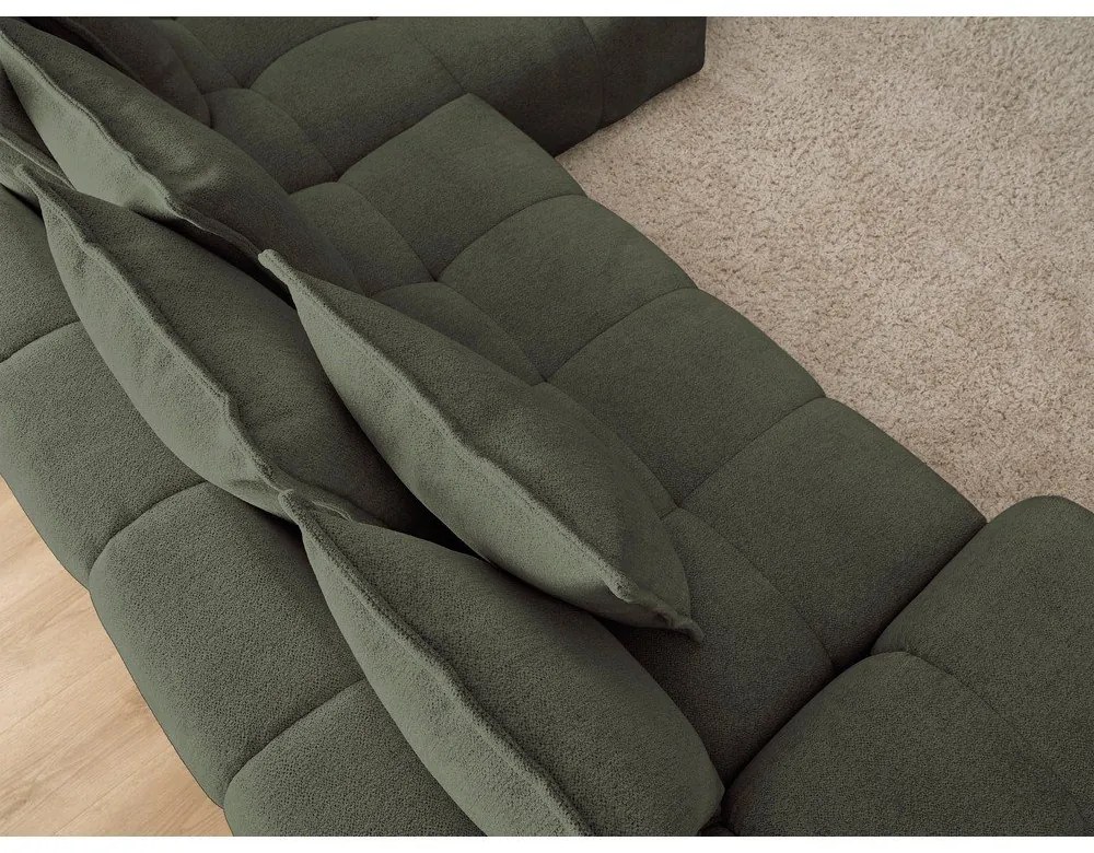 Zelená ženilková rozkladacia/s úložným priestorom rohová pohovka (pravý roh/s leňoškou) Everest – Bobochic Paris