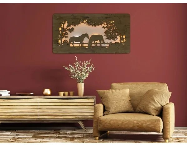 Li-Go 5012/B/4 - LED nástenná dekorácia LED/10W/5V 30000 mAh 120x60 cm dub