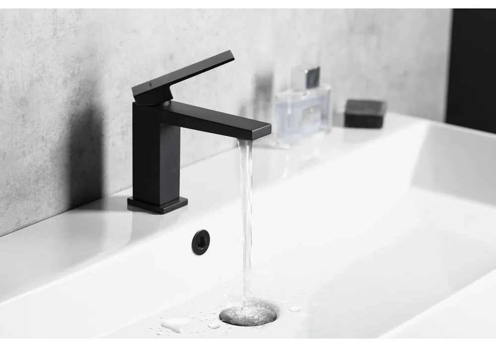 Matne čierna stojančeková umývadlová batéria Latus – Sapho