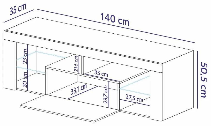 TV skrinka/stolík Bionca (s osvetlením) (biela + sivá). Akcia -19%. Vlastná spoľahlivá doprava až k Vám domov. 1098596