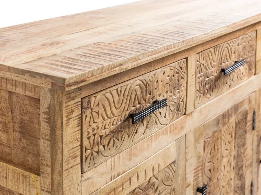 furniture-nabytek.cz - Masivní příborník Mumbai z mangového dřeva, lakovaný, hnědý – 140×42×80 cm