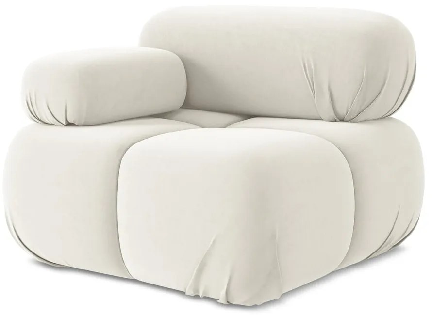 Biely zamatový modul pohovky (ľavý roh) Lokua – Makamii