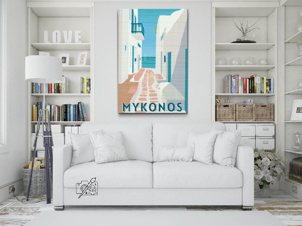 Gario Diamantové maľovanie Grécko, Mykonos Rozmery: 40 x 60 cm, Rámovanie: Iba zrolované plátno, Diamanty: Štvorcové