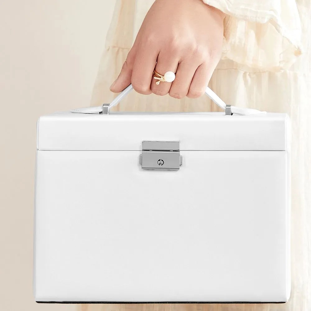 Šperkovnica so zrkadlom KARINA, 22,5x17,5x16,5cm, biela SongmicsHome