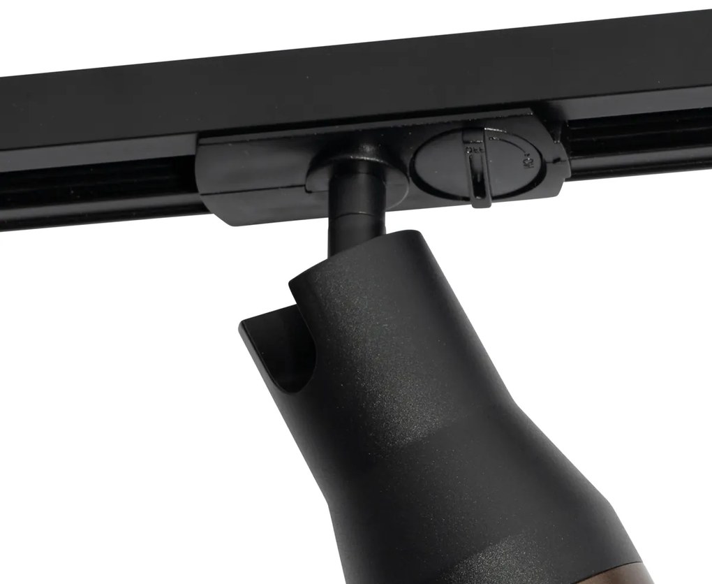 Moderné bodové svetlo čierne s tmavou bronzou pre koľajnicový systém 1-fázový - Iconic Kohua