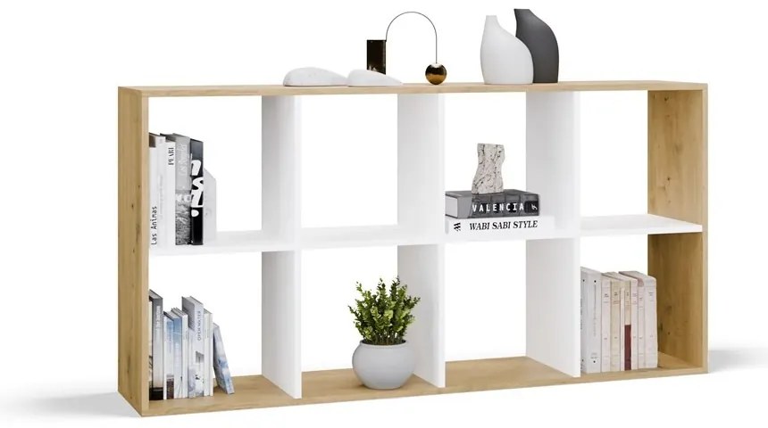 Regál Malax 2x4 147 cm dub Artisan/biely