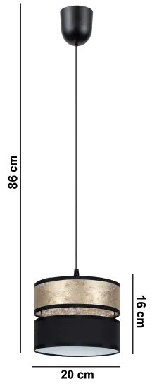 Luster na lanku LIMA 1xE27/60W/230V zlatá/čierna
