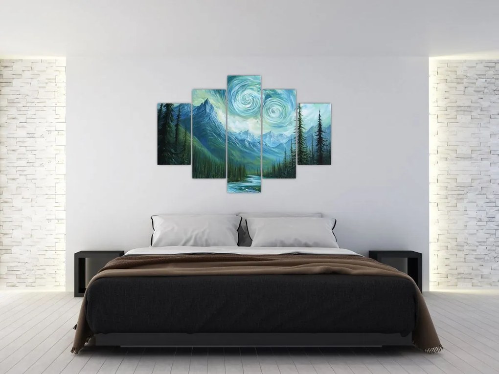 Obraz - Krajina s nádychom Van Gogha (150x105 cm)