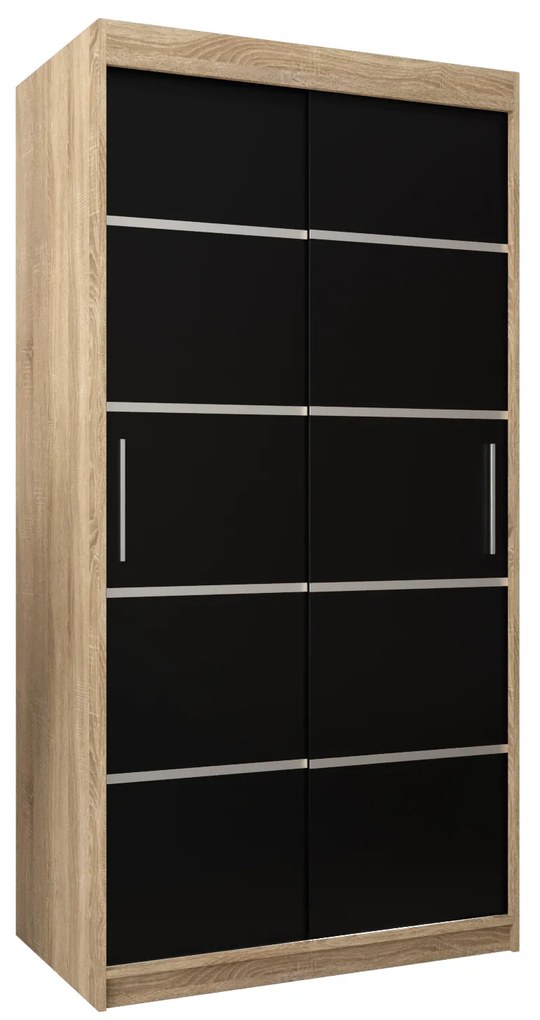 Šatníková skriňa 120 cm Verika 1 120 (dub sonoma + čierna). Akcia -30%. Vlastná spoľahlivá doprava až k Vám domov. 1063696