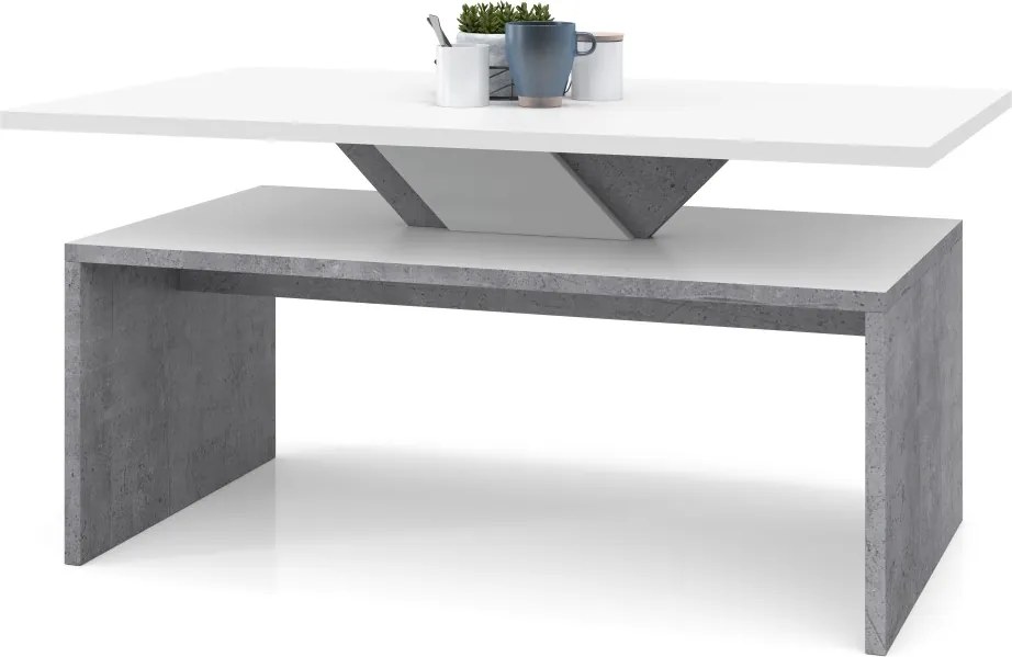 SISI biela / betón (šedá), konferenčný stolík