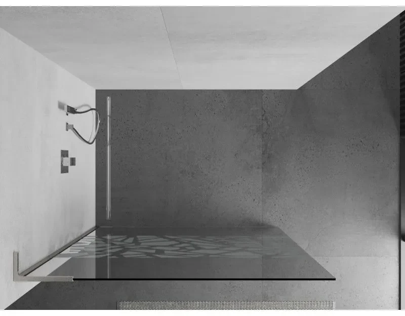 Mexen Kioto L, sprchová zástena Walk-In 70 x 200 cm, 8mm číre sklo biely vzor, brúsená oceľ profil, 800-070-103-97-85