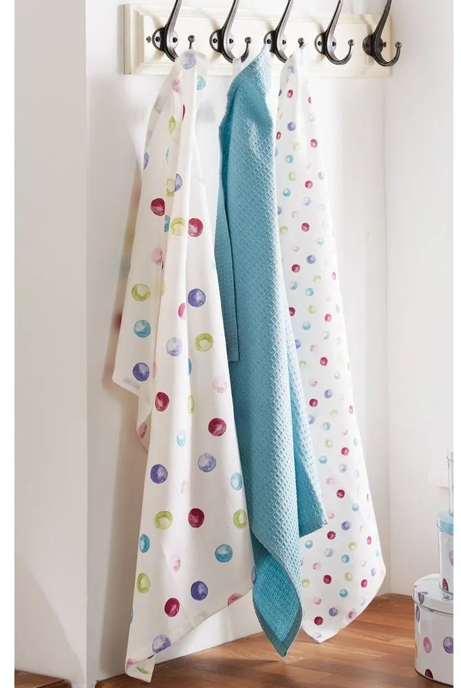Súprava 3 bavlnených kuchynských utierok Cooksmart ® Spotty Dotty