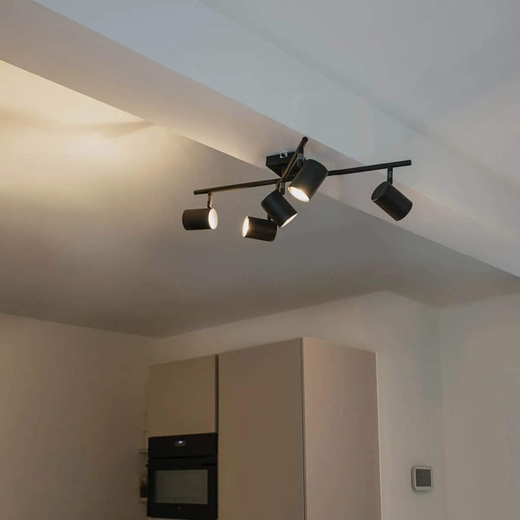 Moderné stropné svietidlo čierne 5-žiarovkové nastaviteľné štvorcové - Jeana