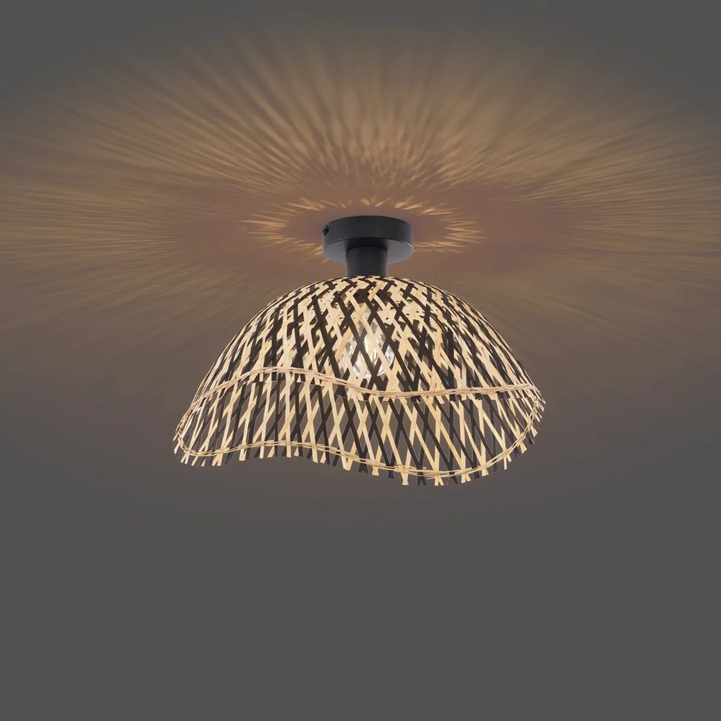 Art Deco stropné svietidlo čierne bambusové 40 cm - Alka