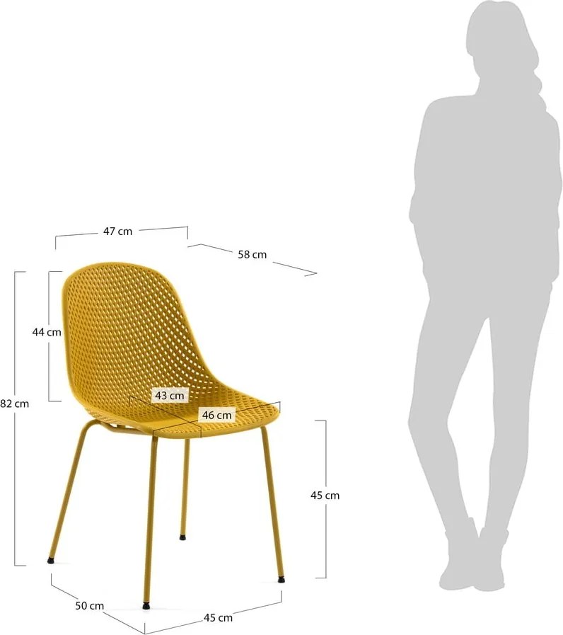 Žltá kovová záhradná stolička Quinby – Kave Home