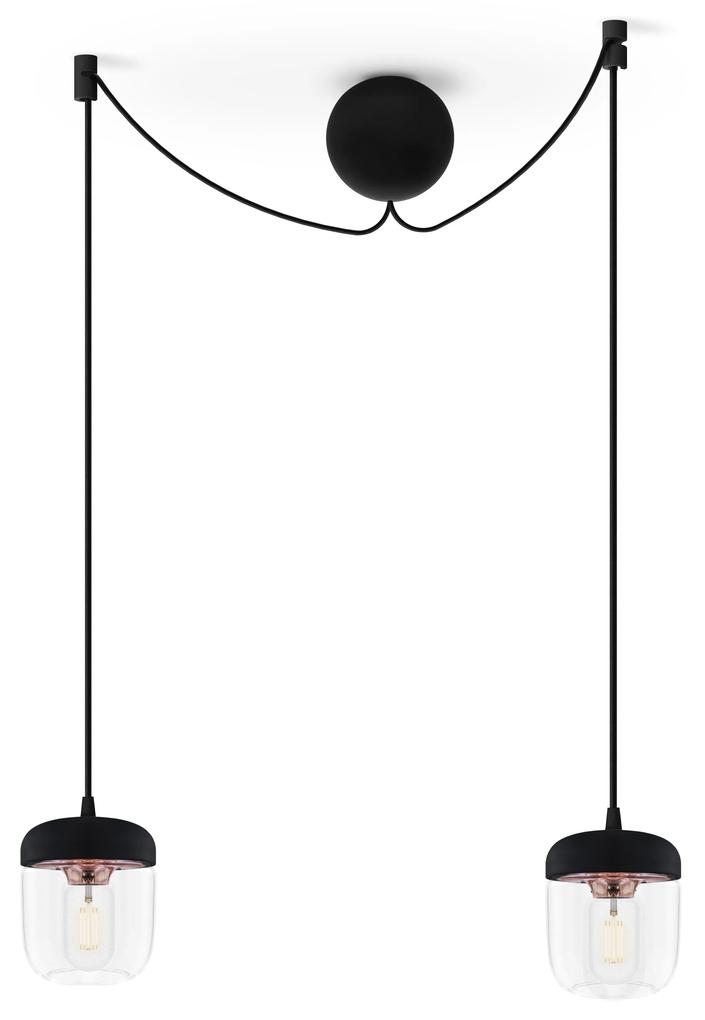 ACORN BLACK | dizajnová visiaca lampa Farba: Leštená meď, Sada: Dve tienidlá + Cannonball Cluster 2 čierny