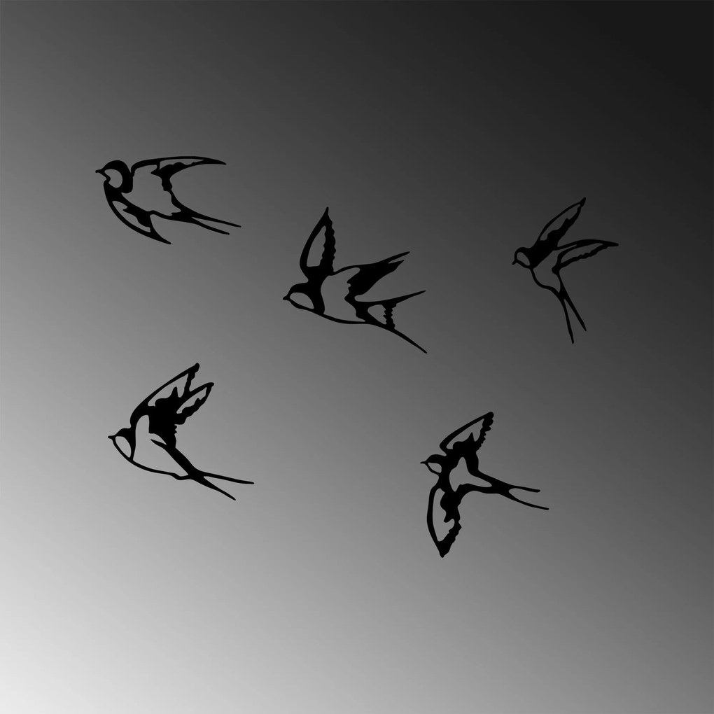 Nástěnná kovová dekorace Swallows černá