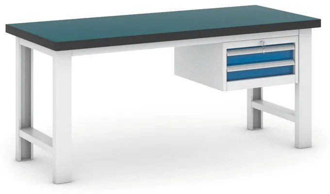 Pracovný stôl do dielne GB so závesným boxom na náradie, 2 zásuvky, 1800 mm
