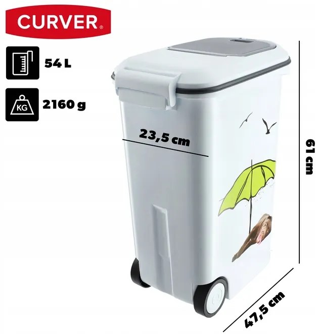 Kontejner a úložný box na granule pro psy, XXL 54l/20kg