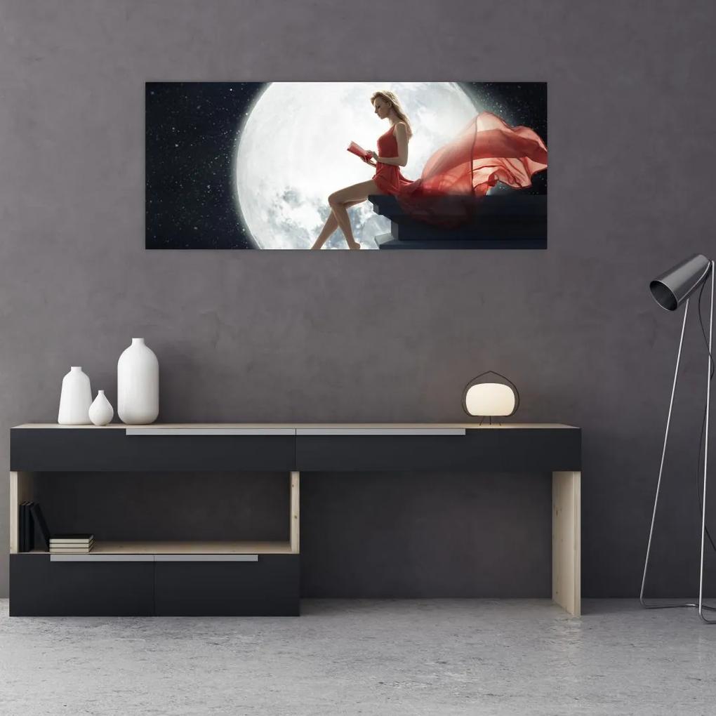 Obraz - Žena za svitu mesiaca (120x50 cm)