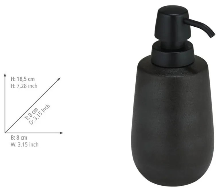 Čierny keramický dávkovač mydla 490 ml Nerno – Wenko