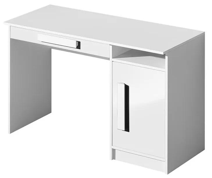 Písací stôl 120 Raliv RL09, Farby: biela / biely lesk, úchtky : šedá